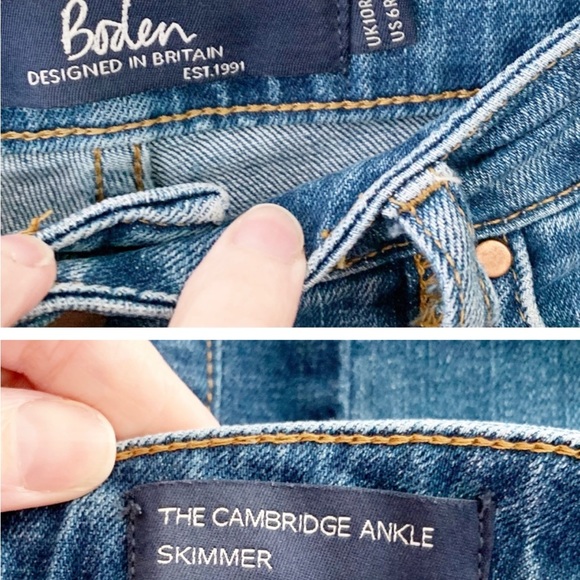 Boden Cambridge Ankle Skimmer Jeans Two Tone Step Hem T0124 Blue Size 6 D93 - Picture 2 of 7